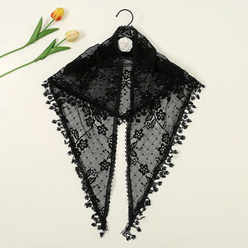 Cute White Bandanas for Women Thin Sweet Headscarf Shawl Lace Flower Hair Scarf  Pastoral Style