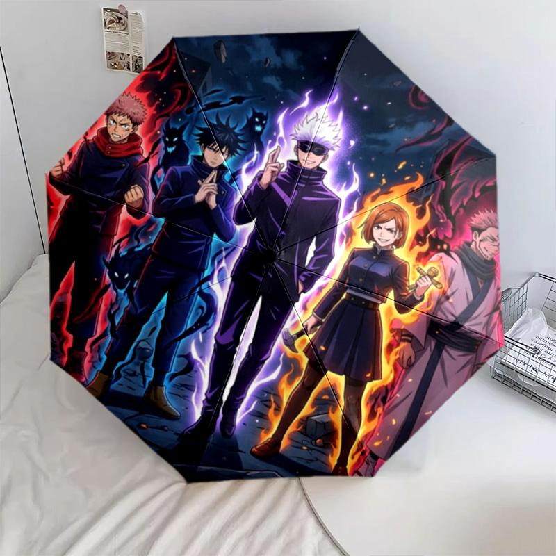 1PC Jujutsu Kaisen Characters Automatic Umbrella - Suitable Travel Outdoor Portable Umbrella Birthday Gift Daily Essentials
