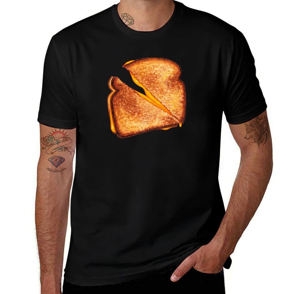 Grilled Cheese Sandwich Pattern Yellow TShirt Ultra Soft Breathable Tee Top