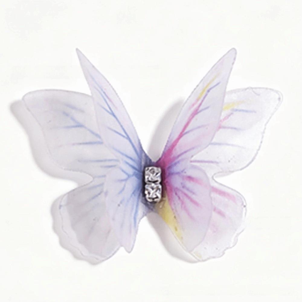 50Pcs Double-layer Chiffon Butterfly Embroidered Patches Bridal Hair Accessories