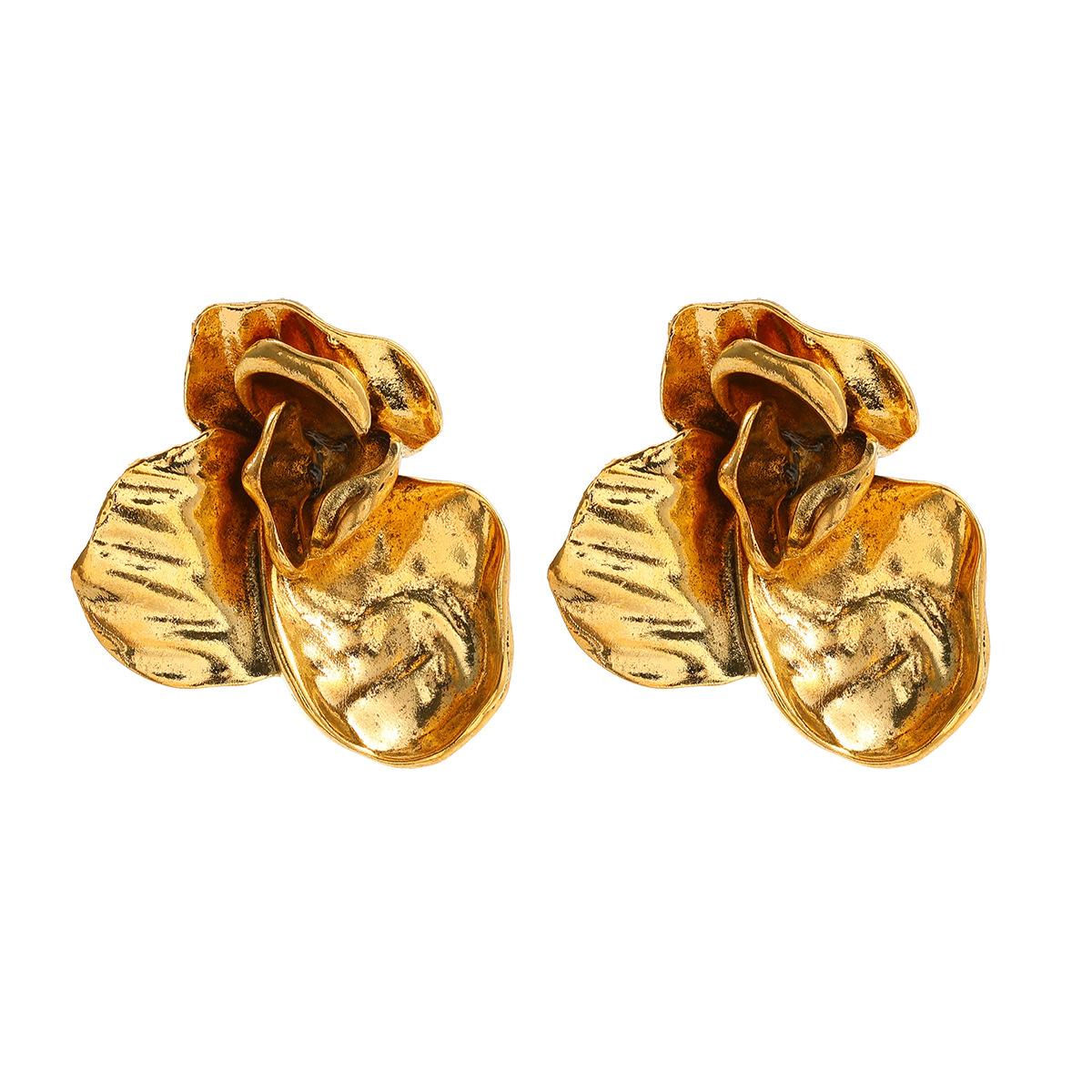 

Серьги-цветы в стиле ретро из легкого сплава класса люкс с объемным рисунком, преувеличенные серьги-цветы из многослойного золота высокого качества золотой