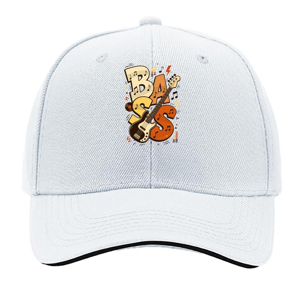 Vintage Bass Notes Typography Emblem Sandwich Baseball Cap Sun Cap Outdoor Workouts Hat