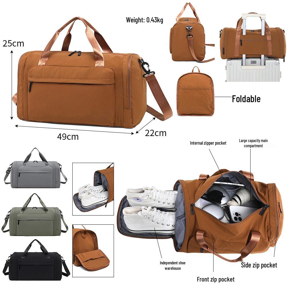 New Lightweight Multi-functional Travel Bag: Large-Capacity, Wear-Resistant, Foldable Gym/Business Shoulder & Handheld Bag.