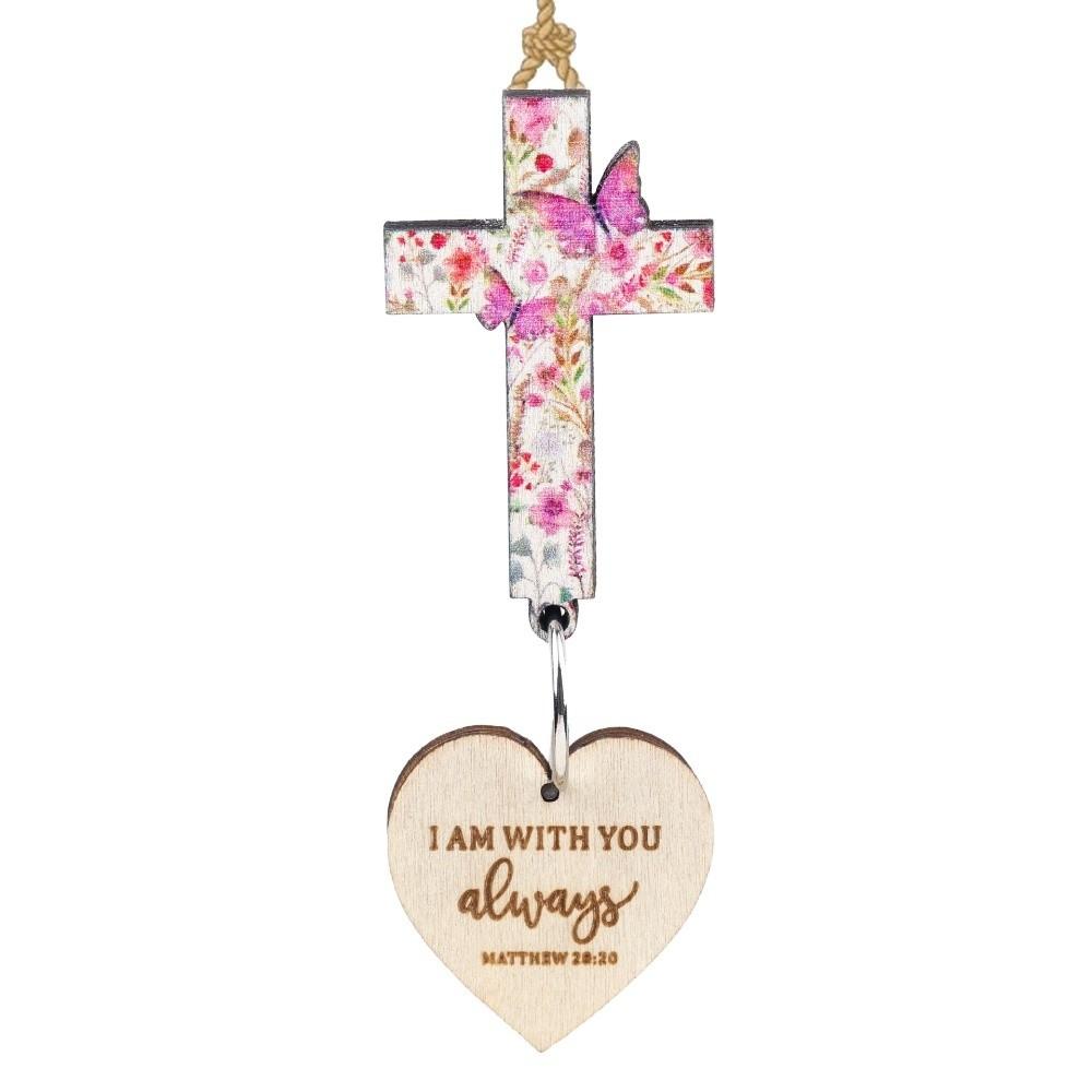 With Pendant Car Rearview Mirror Hanging Lightweight Keychain Ornament Bible Verse Charm Wood Cross Pendant