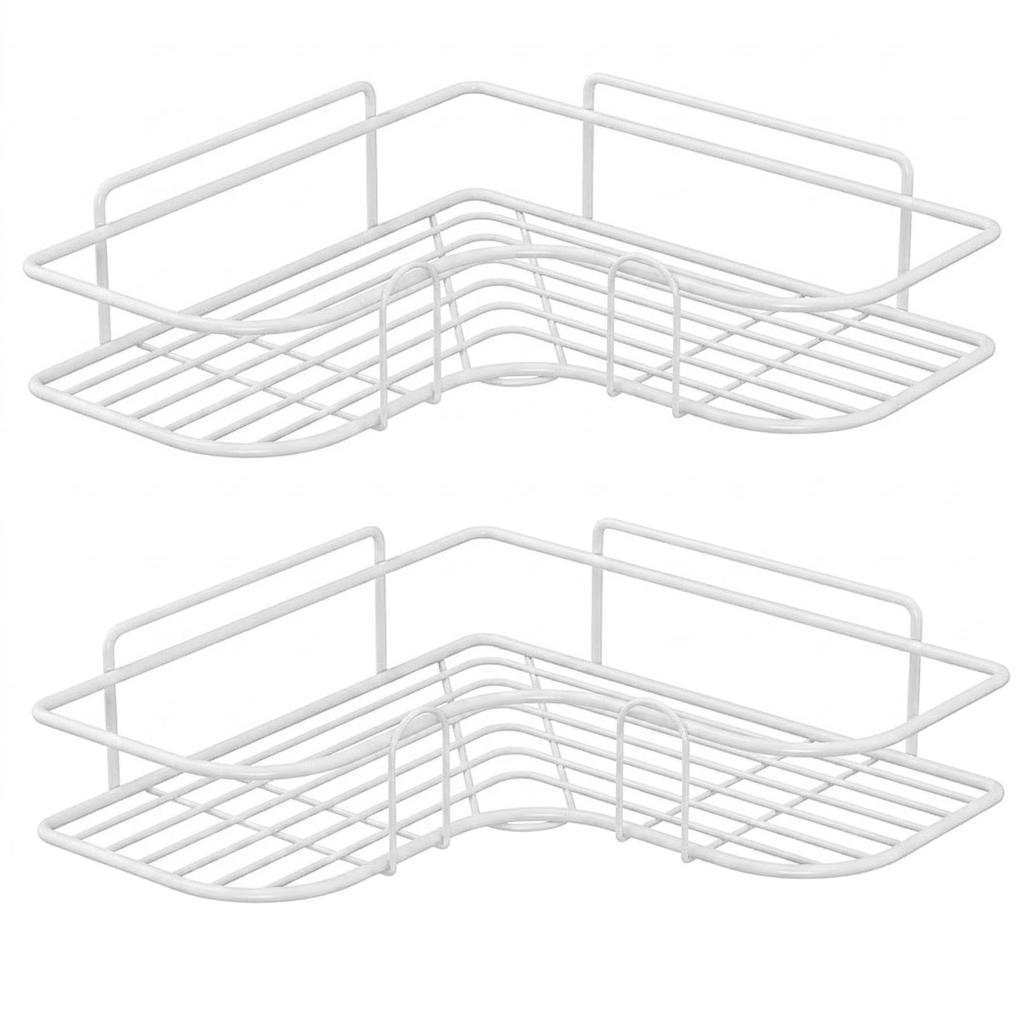 Badkamerplank, wandgemonteerde hoekopslagplanken, shampoohouder, cosmeticarek, ijzeren doucheafvoermand, badkamerorganizer