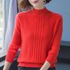 Autumn Winter Simplicity Fashion Short Half High Collar Knitted Pullovers Lady Solid Color All-match Thick Long Sleeve Sweaters