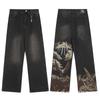 Vescartes Gefallener Engel Bestickte Jeans Locker Gerades Bein Vintage Hose Herren Damen