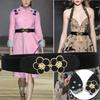 Stretch Waist Chain Oversized Flower Buckles PU Belt for Women Proms Stage and Club Party Casual Wear Elaborate Jewelry
