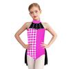Mädchen Clown Kostüm Colorblock Patchwork Strass Dekoration Turnanzug Neckholder Ärmellos Rückenfrei Taille Netzüberzug Jumpsuit