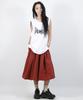 Deumakeu Real Wide Two Tuck Stripe Bumuda Pants - Burgundy