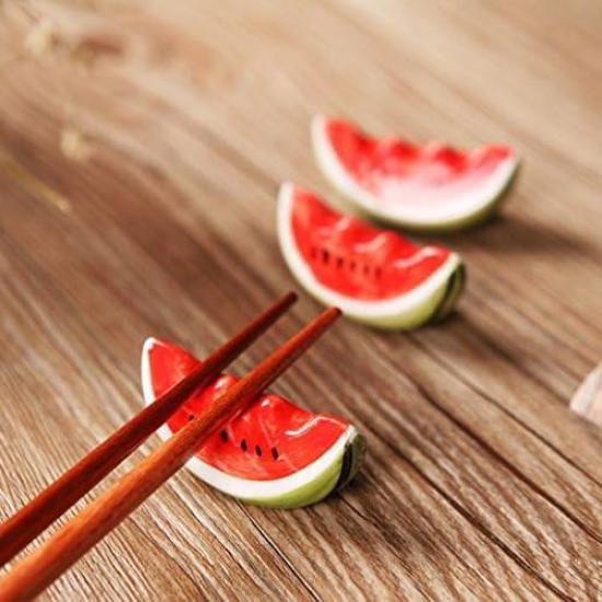 speed mao Cute Watermelon Ceramic Chopstick 2 Set of 6 Rests, Colors,