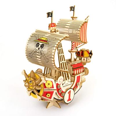 One Piece Thousand Sunny Wooden 3D quebra-cabeça 3D kit de artesanato faça você mesmo que pode ser apreciado por todos, desde alunos do ensino fundamental até adultos Brinquedo educativo