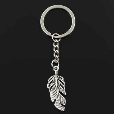 Fashion Keychain 40x16mm Feather   Pendants DIY Men Jewelry Car Key Chain Ring Holder Souvenir For Gift