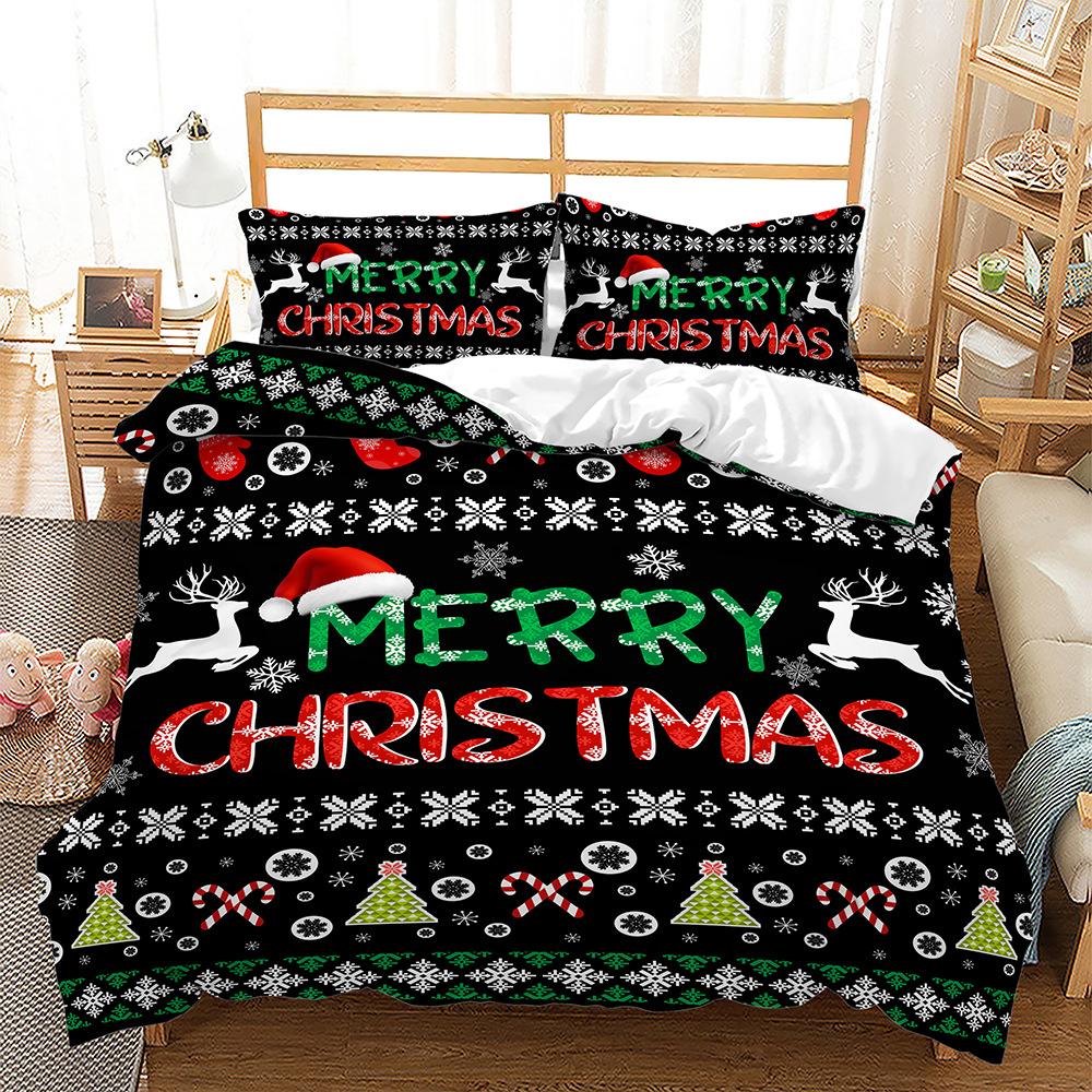 Navidad Plaid Merry Christmas Tree Duvet Cover Twin King Festival Santa Deer Bedding Set Polyester Quilt For Adults Home Decor