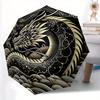 1pc Dragon Waves Compact Travel Umbrella, Automatic Folding Lightweight Windproof 8-Bone Reinforced Design, Portable for Backpack Durable Ca