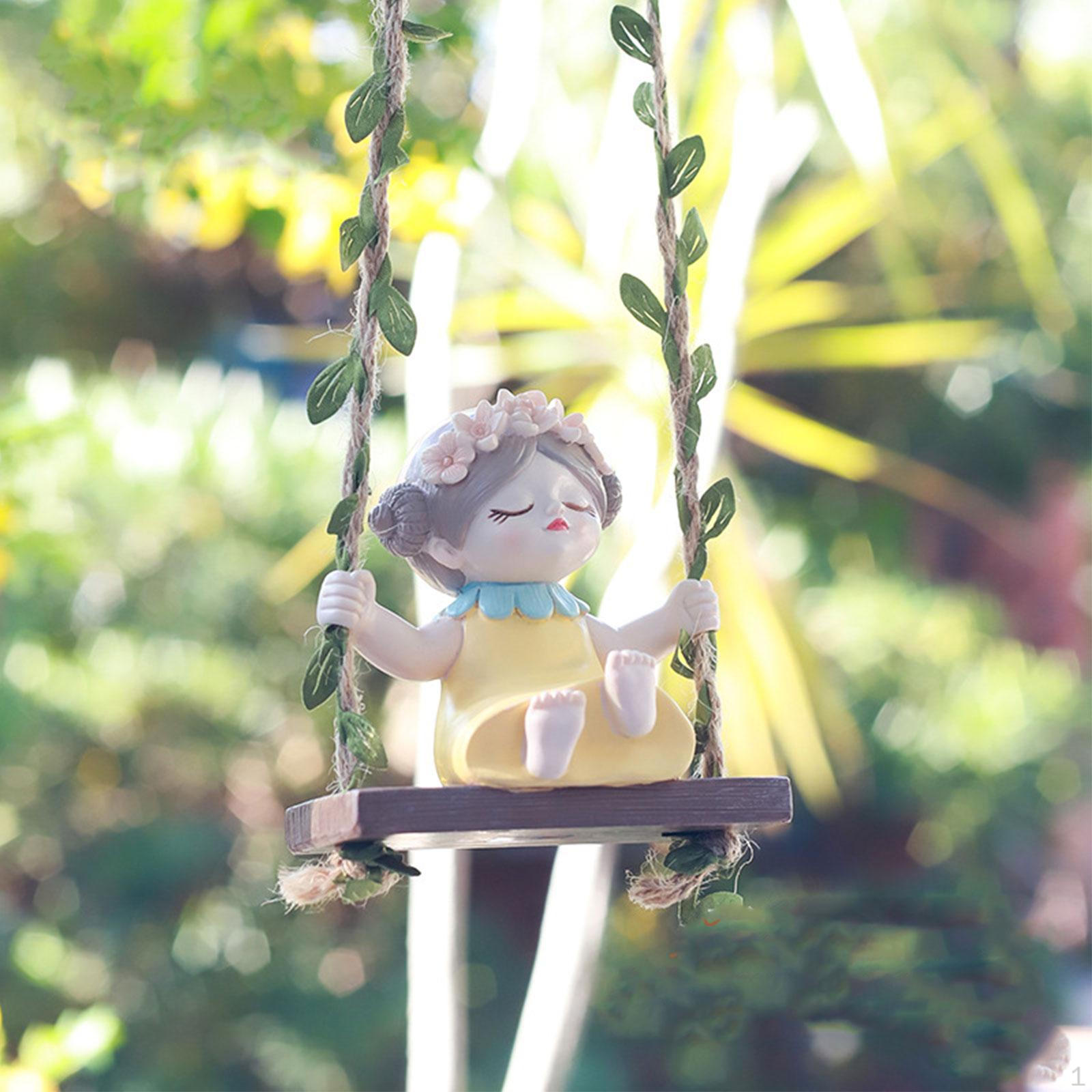 

Девочка сидит на качелях, садовая статуя, гамак, декоративный домашний декор, подвесная фигурка для дорожки жёлтый
