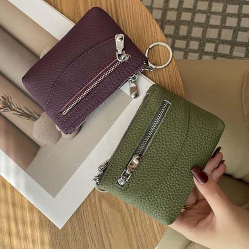 Anti-splash Water Texture Lady Wallet Classic Multiple Card Short Coin Purse Solid Color Korean Style Leather Cards Bag Work