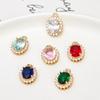 Copper-Edged Glass Crystal Zircon Oval Pendant DIY Necklace Earring Hairpin Ancient Style Material