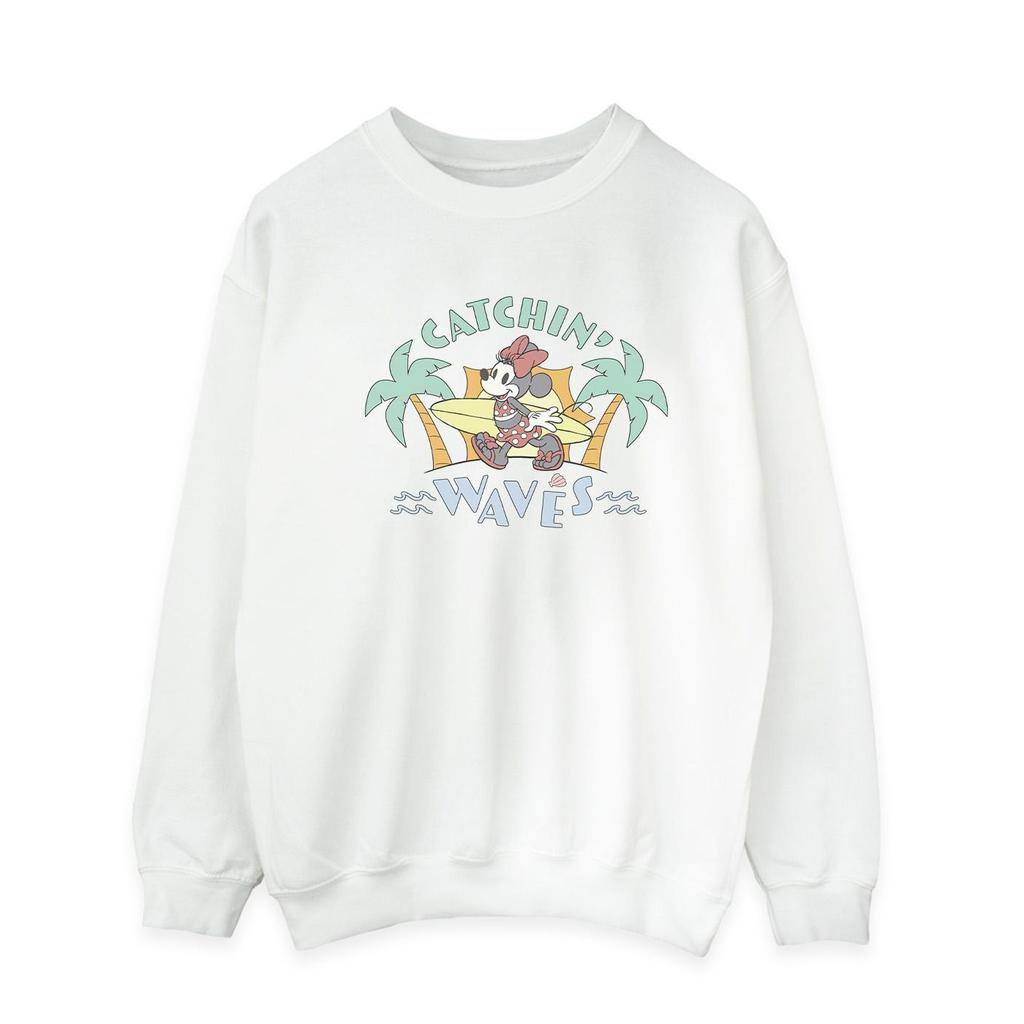 Disney Mens Minnie Mouse Catchin Waves Sweatshirt