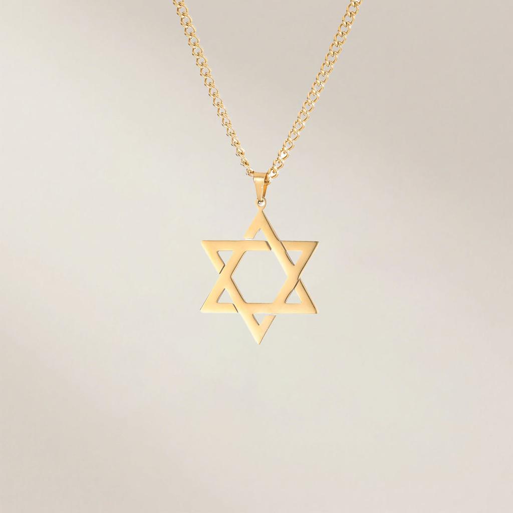 Star of David Pendant Necklace For Women Men Stainless Steel Jewelry Amulet Friend Gift