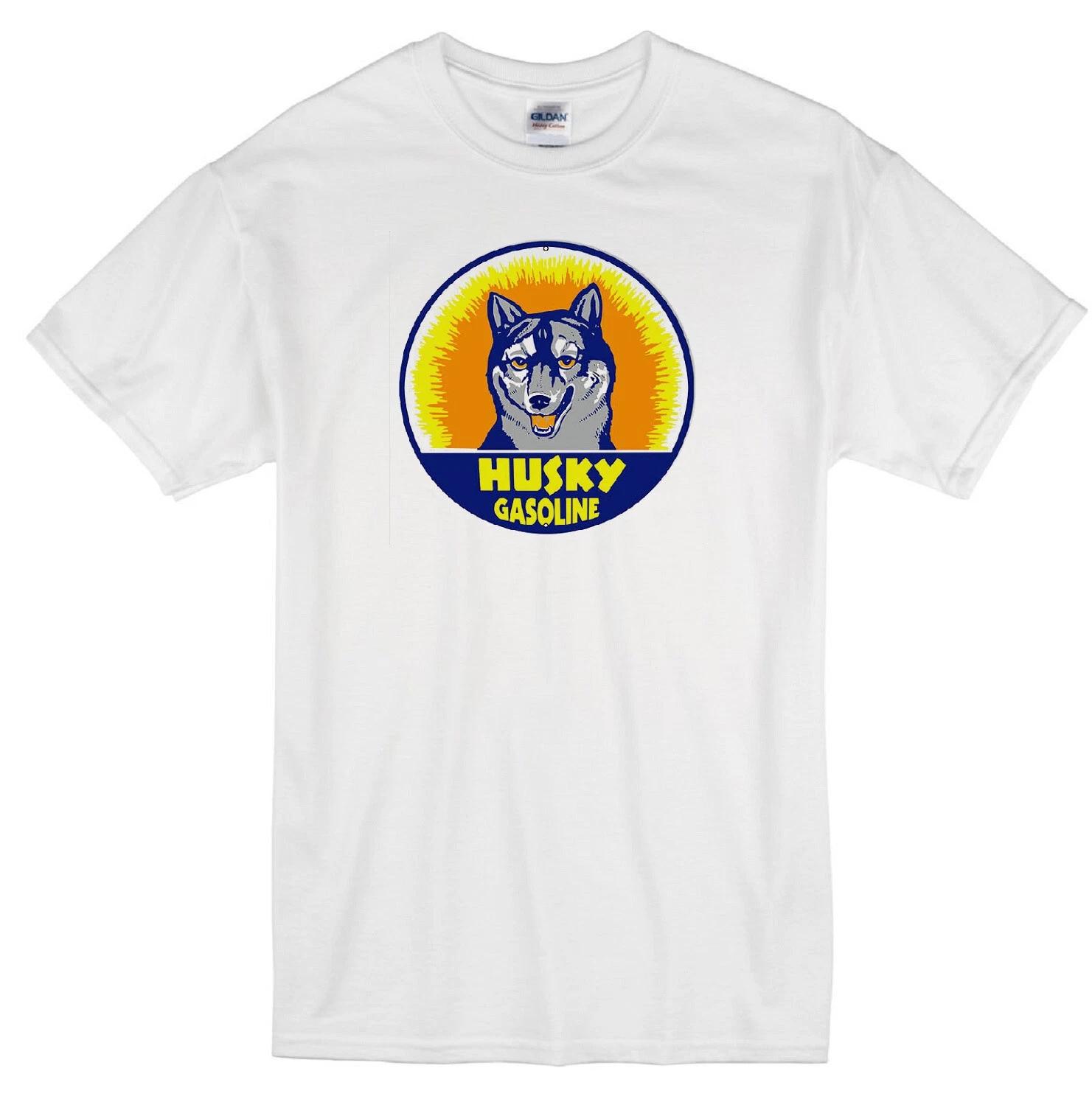 HUSKY BRAND MOTOR OIL GASOLINE CANADA RETRO LOGO WHITE T-shirt 4XL
