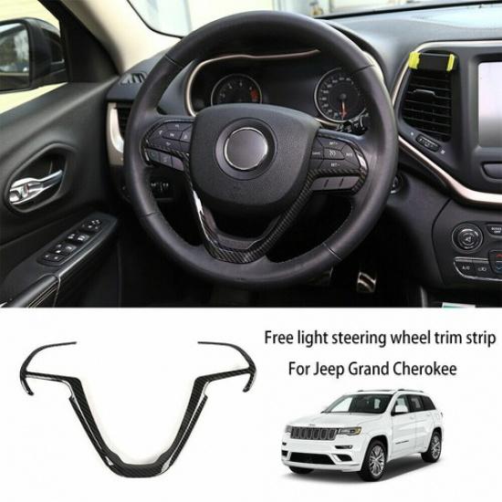 Carbon Fiber Steering Wheel Trim Cover for 2014-20 Jeep Cherokee Grand Cherokee