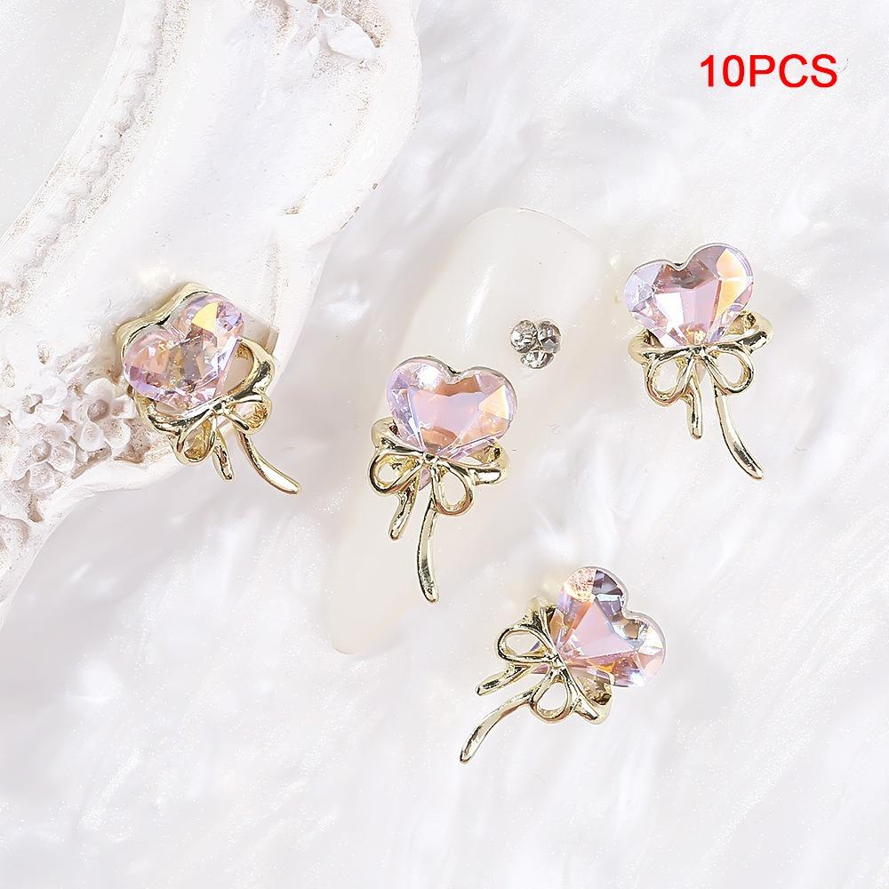 10PCS Crooked Heart Nail Art Charms Translucent Nail Jewelry Manicure Charms  DIY Decoration