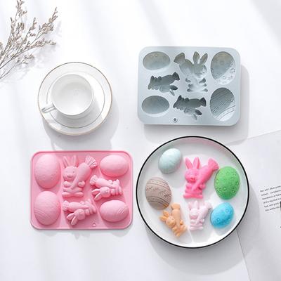 Oster-Silikon-Backform 4 Eier 3 Hasenförmig Flexibel Antihaft-Kuchenform Schokolade Gelee Eiscreme Dessertform