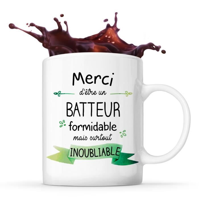 Mug - Merci - Batteur Inoubliable - Céramique - 325 ml - Résistant lave-vaisselle