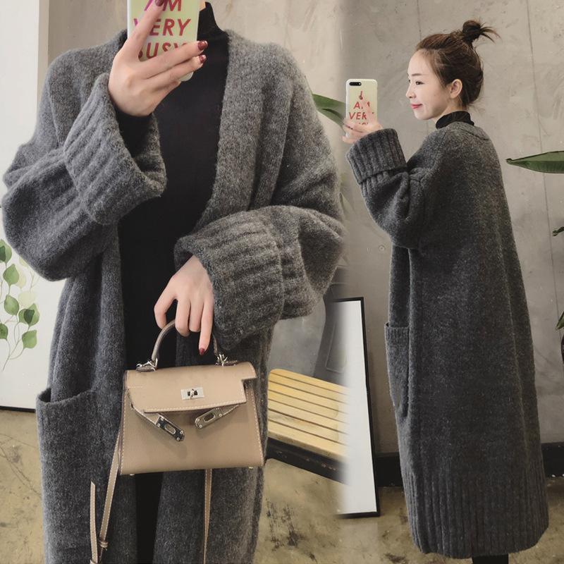 Autumn Winter Knitted Cardigan Women Sweater Jacket Elegant Vintage Loose Long Outerwear Maxi Y2k Sweater Coat Soft Jacket