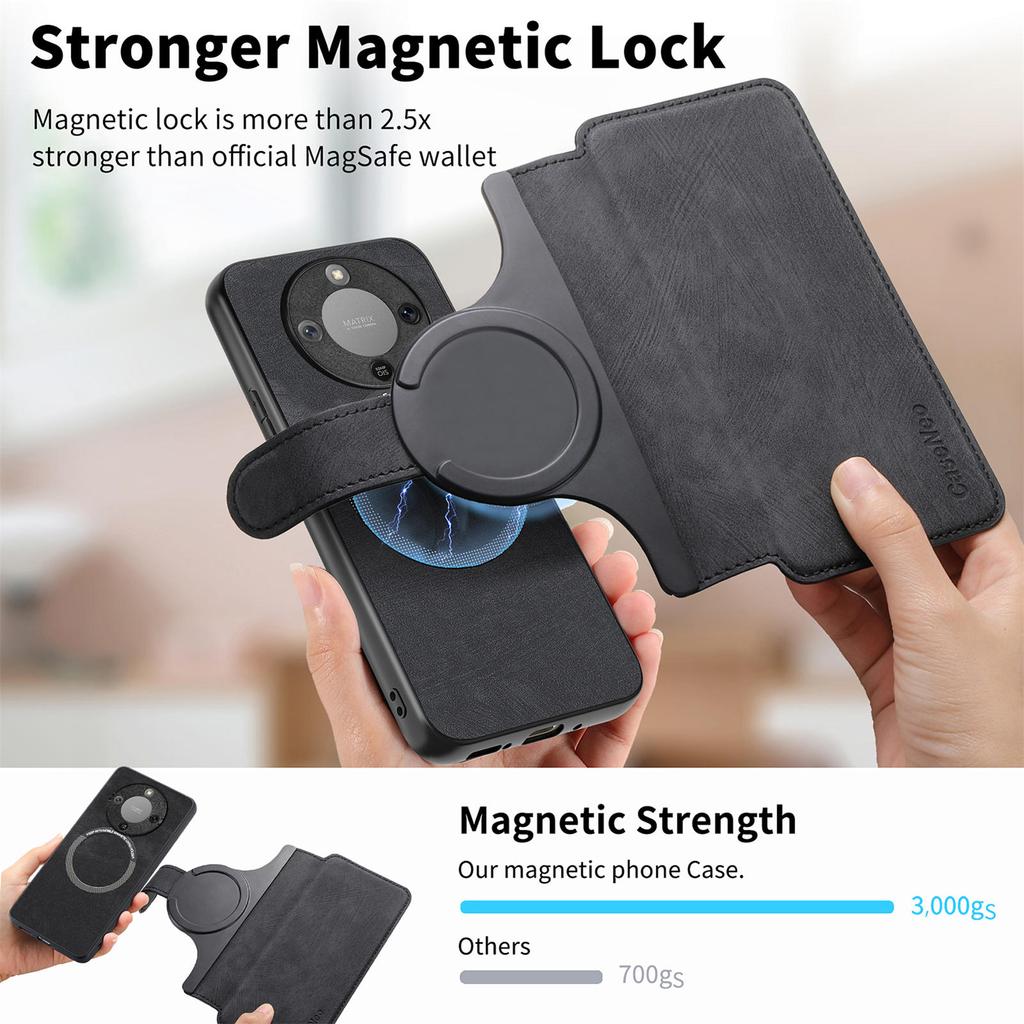 CASENEO MW-03 Detachable Wallet Case For Honor Magic8 Lite 5G / X9d 5G / X70 5G Leather + TPU Phone Cover