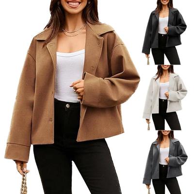 Women's Casual Professional Buttoned Long Sleeve Short Suit Jacket