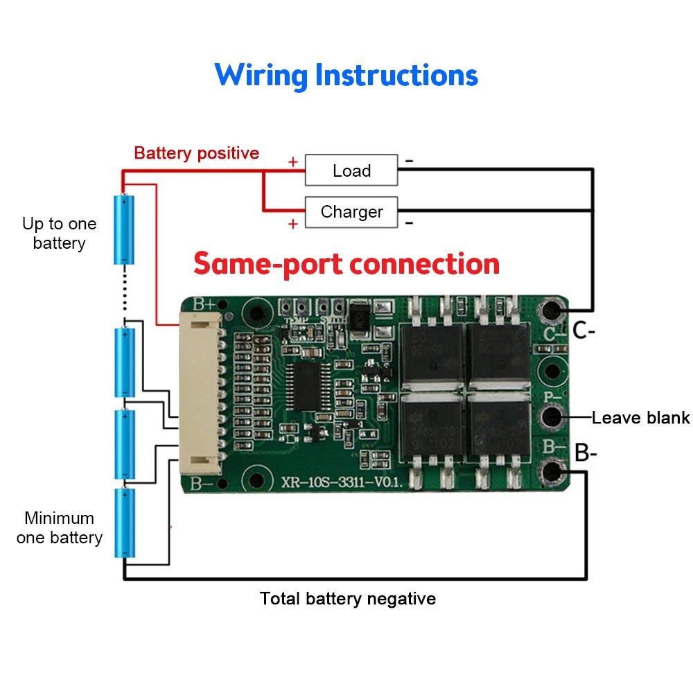 BMS 10S 36V15A 18650 Lithium Battery Protection Board Same Port/split Port 18650 Battery Charging Board Short Circuit Protection