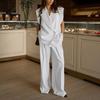Western Style New Stripe Lapel Sleeveless Top Wide Leg Pants Two-piece Set Striped Vest Pants Set