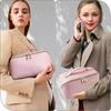 ZENGO Makeup Bag, PU Leather Waterproof Cosmetic Bag, Travel Makeup Bag With Handle (Pink)