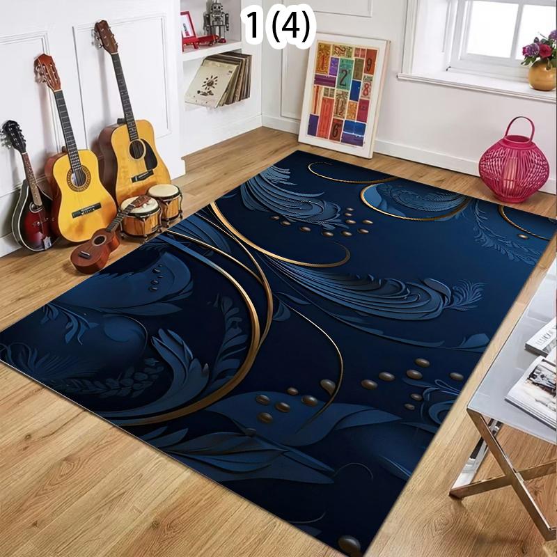 Black Gold Tropical Leaf Carpet for Living Room Luxury Home Decor Indoor Non-Slip Large Area Rugs Kitchen Hallway Entrance Mat