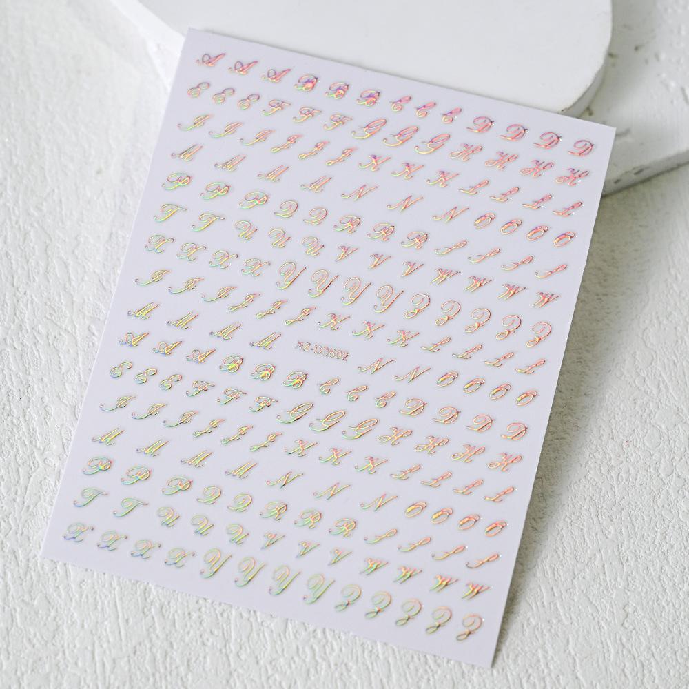 Adesivo de unha de tamanho pequeno simples com letras de luz de estrela de amor vazadas adesivo de unha autoadesivo decoração de unha