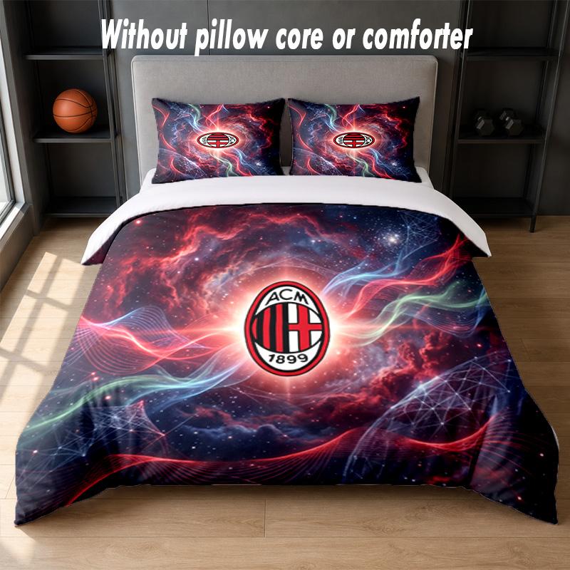 AC Milan Design Bed Bedding Set 1 Duvet Cover + 2 Pillowcases Soft Breathable Household Bed Linens