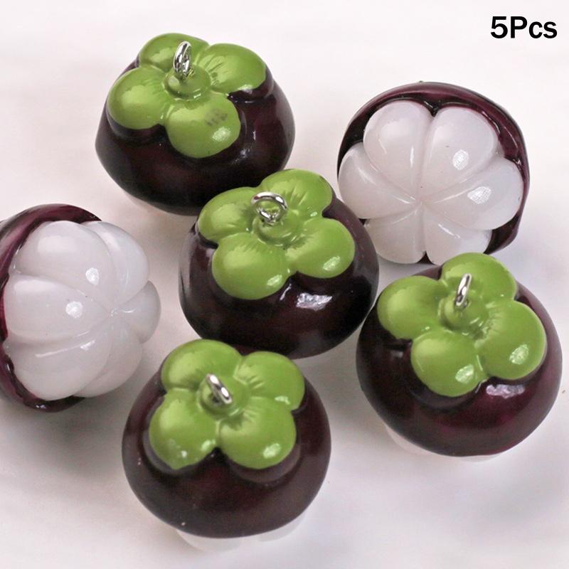 5PCS 3D Lifelike Fruit Miniature Resin Beads Fadeless Color for DIY Bracelet Necklace Jewelry Making Family Craft Activities