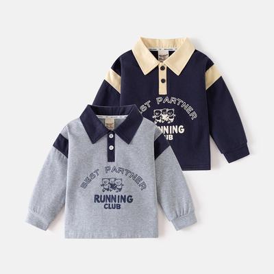 Spring Children's POLO Sweater New Long-sleeved Lapel Boys Thin Sweater Cartoon Foreign Top Children's Clothing