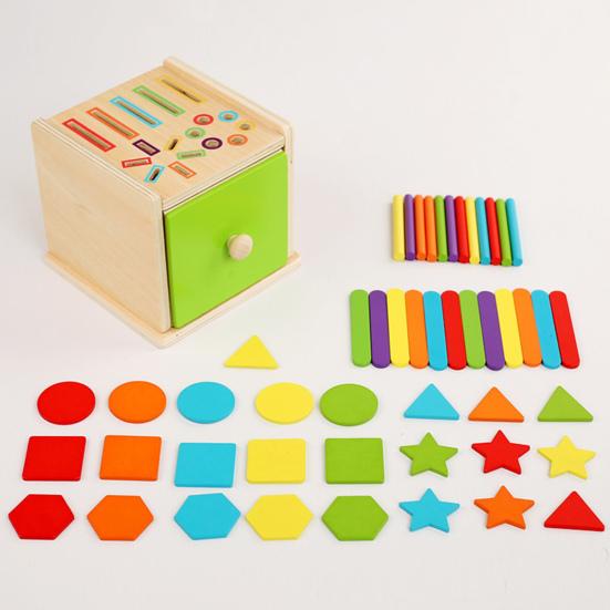 1 Set Wooden Color Sorting Toy Fine Motor Skills Color Matching Cup Box Toddler