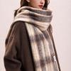 Mohair Plaid Wool Scarf Tassel Long Shawl Retro Winter Cashmere Scarves  Student