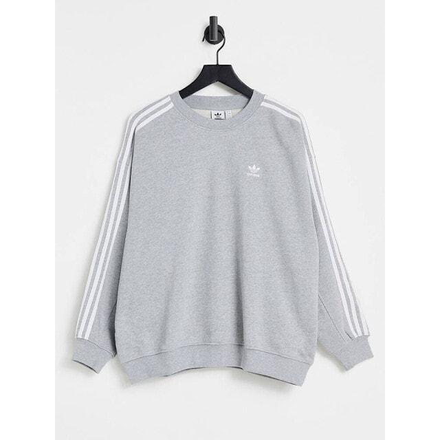 

Серый свитшот с тремя полосками adidas Originals adicolor