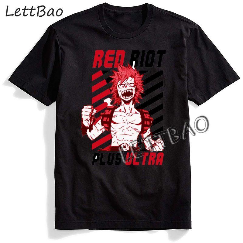 Harajuku My Hero Academia Unisex Black T Shirt Japanese Anime Kirishima Eijirou Printed Men S Tees 2XL