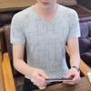 2024 Ice Sensation Round Neck Short Sleeved T-shirt Men Summer V-neck Thin Style Commerce Breathable Ice Shreds Comfortable Tops