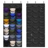 T1 Baseball Hat Rack for Wall Door, Visible Hat Holder with 3 Hooks and 24 Deep Pockets, 1 Piece