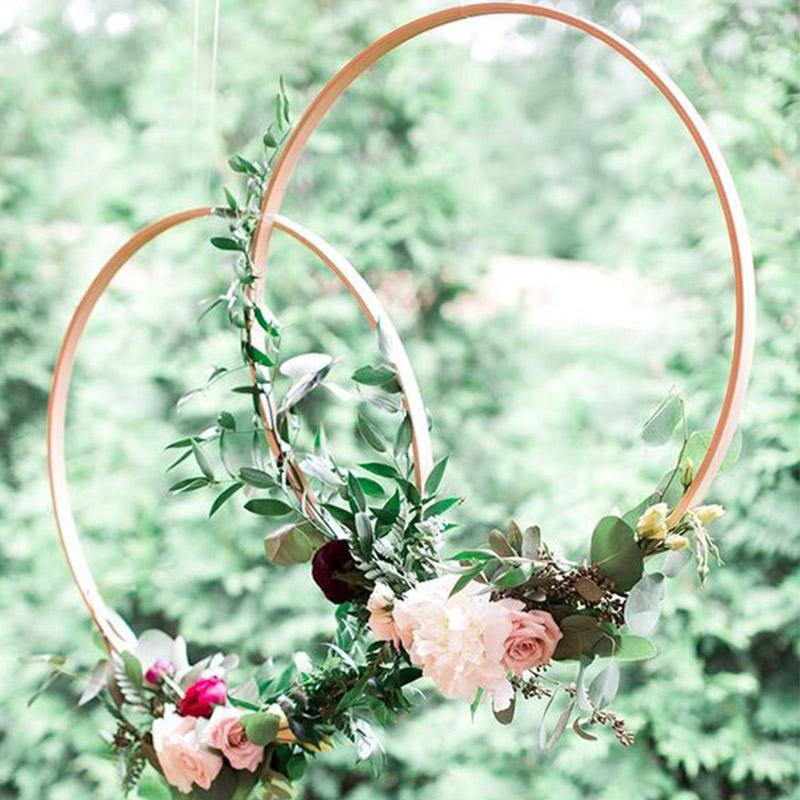 5pcs 15-40cm DIY Hanging Wreath Bamboo/Metal Wreath Iron Ring Hoop Hanging Craft Party Decorations Baby Shower Wedding Wreaths
