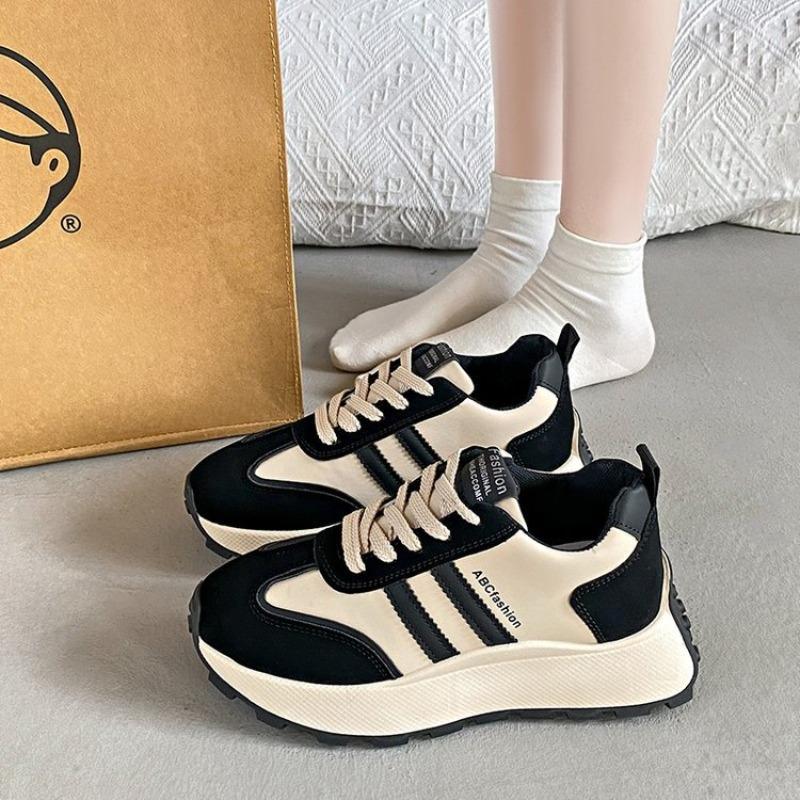 Taizhou Retro Rubber Sole Sneakers New Double Stripes Color Matching Women's Shoes College Style Platform Sneakers