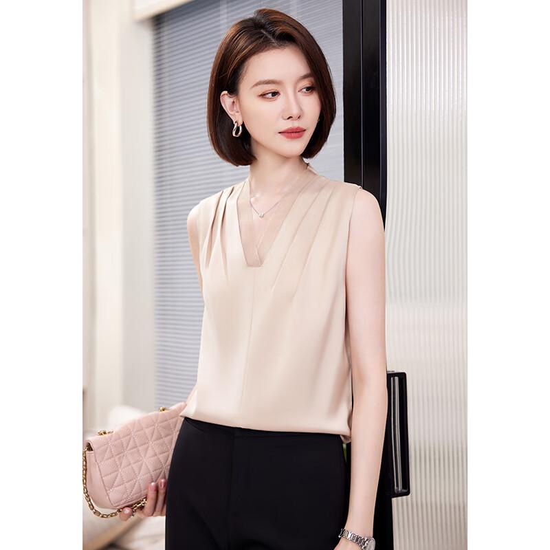 Women's Elegant V-neck Sleeveless Chiffon Blouse