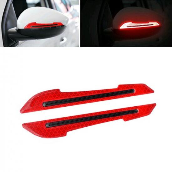 2x Reflective Red Carbon Fiber Car Side Mirror Warning Sticker Decal Accessories